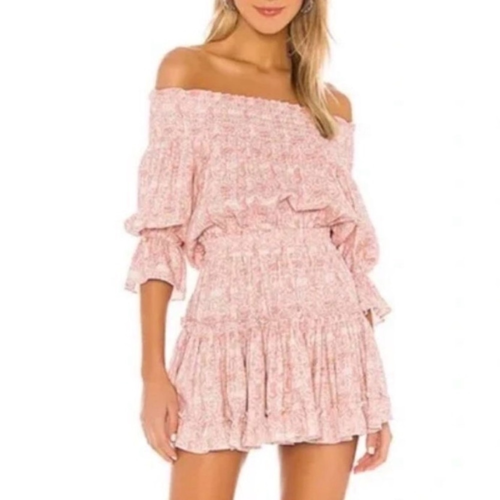 MISA Los Angeles Off-Shoulder Pink Mini Dress